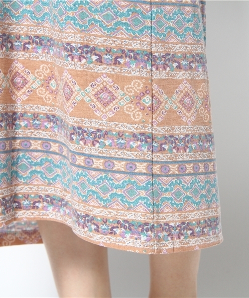 チチカカ（チチカカ）の「スクエアボーダーロングワンピース（ワンピース・レディース・グリーン/ベージュ/ピンク・FREE/MEDIUM/M2）」の9枚目の写真