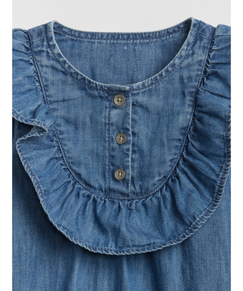 GAP（ギャップ）の「デニムフリル ワンピース（ワンピース・キッズ・インディゴブルー・50cm/60cm/70cm/80ｃｍ/90cm）」の3枚目の写真