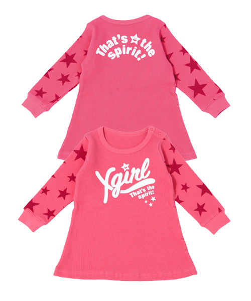 X-girl Stages（エックスガールステージス）の「WAFFLE L/S DRESS （4T～7T）（ワンピース・キッズ・アッシュ/ピンク/マルチ・4T/5T/6T/7T）」の3枚目の写真