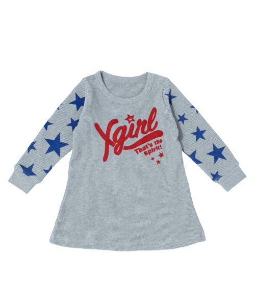 X-girl Stages（エックスガールステージス）の「WAFFLE L/S DRESS （4T～7T）（ワンピース・キッズ・アッシュ/ピンク/マルチ・4T/5T/6T/7T）」の4枚目の写真