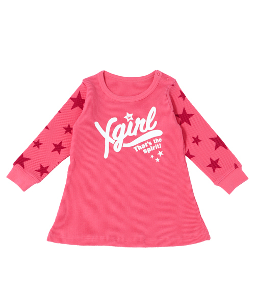 X-girl Stages（エックスガールステージス）の「WAFFLE L/S DRESS （4T～7T）（ワンピース・キッズ・アッシュ/ピンク/マルチ・4T/5T/6T/7T）」の6枚目の写真