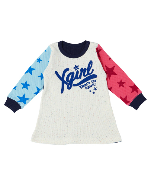 X-girl Stages（エックスガールステージス）の「WAFFLE L/S DRESS （4T～7T）（ワンピース・キッズ・アッシュ/ピンク/マルチ・4T/5T/6T/7T）」の7枚目の写真