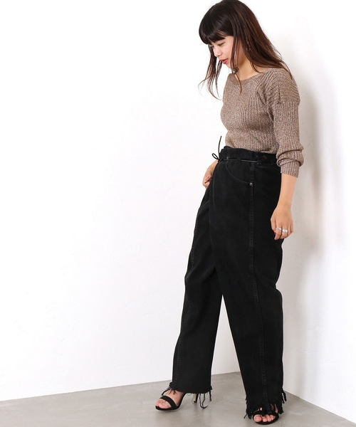 MAISON EUREKA（メゾンエウレカ）の「【MAISON EUREKA】 VINTAGE REWORK BIGGY PANTS（デニムパンツ・レディース・ブラック・MEDIUM/SMALL）」の3枚目の写真