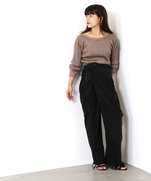 MAISON EUREKA（メゾンエウレカ）の「【MAISON EUREKA】 VINTAGE REWORK BIGGY PANTS（デニムパンツ・レディース・ブラック・MEDIUM/SMALL）」の4枚目の写真