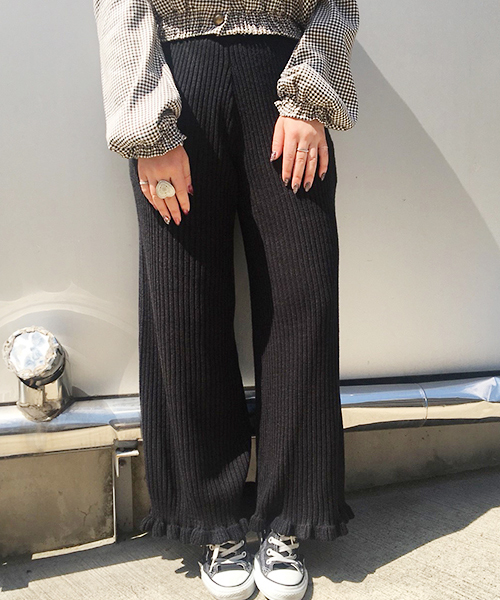 apres jour（アプレジュール）の「リブフリルニットパンツ【ZOZOTOWN