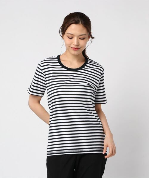 Bling Leads(ブリングリーズ)の「【Bl】【Bling Leads】Uネック半袖Tシャツ(Tシャツ/カットソー・レディース・ブラック系その他/ブラック系その他2/ブラック/チャコールグレー/ワイン/ネイビー/ブラック×ホワイト/杢グレー/ホワイト/カーキ/ブラウン・MEDIUM/X-LARGE/LARGE)」の4枚目の写真