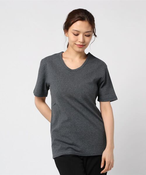 Bling Leads(ブリングリーズ)の「【Bl】【Bling Leads】Uネック半袖Tシャツ(Tシャツ/カットソー・レディース・ブラック系その他/ブラック系その他2/ブラック/チャコールグレー/ワイン/ネイビー/ブラック×ホワイト/杢グレー/ホワイト/カーキ/ブラウン・MEDIUM/X-LARGE/LARGE)」の7枚目の写真