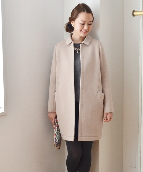 SHIPS for women(シップスフォーウィメン)の「ウール コクーンスリムコート◇(その他アウター・レディース・オフホワイト/ダークグリーン/ブラック・36/38)」の1枚目の写真