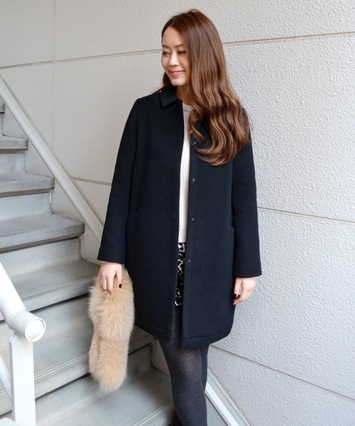 SHIPS for women(シップスフォーウィメン)の「ウール コクーンスリムコート◇(その他アウター・レディース・オフホワイト/ダークグリーン/ブラック・36/38)」の2枚目の写真