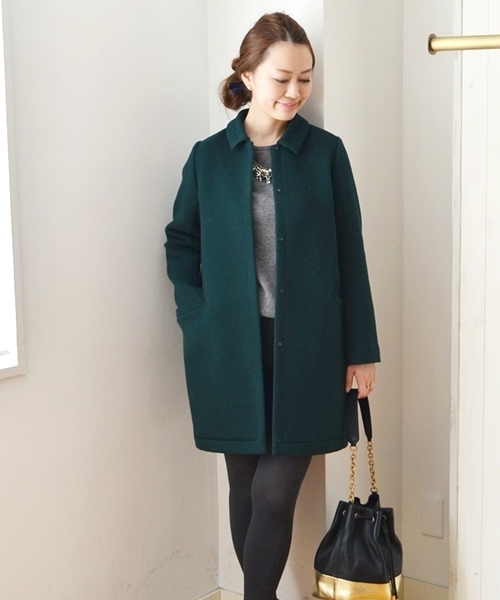 SHIPS for women(シップスフォーウィメン)の「ウール コクーンスリムコート◇(その他アウター・レディース・オフホワイト/ダークグリーン/ブラック・36/38)」の3枚目の写真
