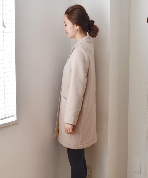 SHIPS for women(シップスフォーウィメン)の「ウール コクーンスリムコート◇(その他アウター・レディース・オフホワイト/ダークグリーン/ブラック・36/38)」の4枚目の写真