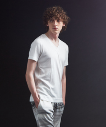 シルケットコットンVネックTシャツ