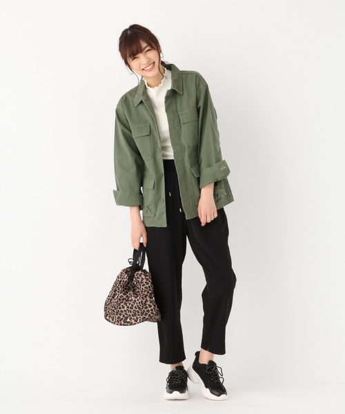 GLOBAL WORK（グローバルワーク）の「コットンツイルミリタリージャケット/824863（ミリタリージャケット・レディース・ベージュ/ライトピンク/カーキ・FREE）」の13枚目の写真