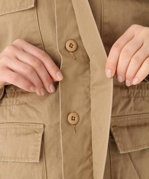GLOBAL WORK（グローバルワーク）の「コットンツイルミリタリージャケット/824863（ミリタリージャケット・レディース・ベージュ/ライトピンク/カーキ・FREE）」の12枚目の写真