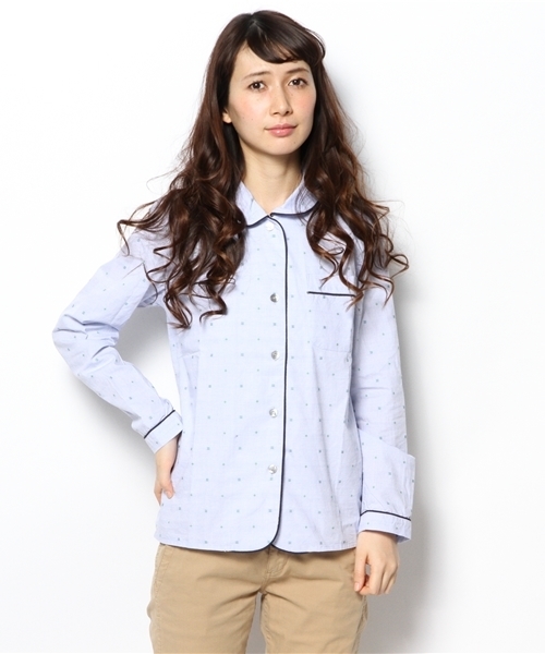 BEAMS BOY(ビームスボーイ)の「◎BEAMS BOY / ドビー パジャマ シャツ(シャツ/ブラウス・レディース・ホワイト/ブルー・ONE SIZE)」の2枚目の写真