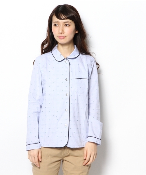 BEAMS BOY(ビームスボーイ)の「◎BEAMS BOY / ドビー パジャマ シャツ(シャツ/ブラウス・レディース・ホワイト/ブルー・ONE SIZE)」の3枚目の写真