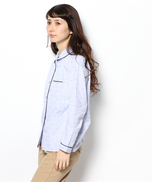 BEAMS BOY(ビームスボーイ)の「◎BEAMS BOY / ドビー パジャマ シャツ(シャツ/ブラウス・レディース・ホワイト/ブルー・ONE SIZE)」の4枚目の写真