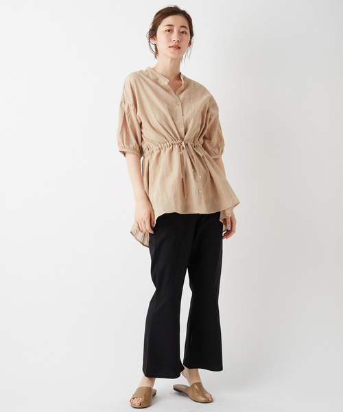 DISCOAT（ディスコート）の「モールストライプチュニックシャツ（Tシャツ/カットソー・レディース・ブラック/ベージュ/パープル・FREE）」の8枚目の写真