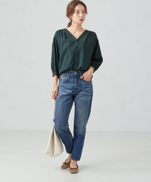 green label relaxing(グリーンレーベルリラクシング)の「CFC ボイル タックスリーブ ブラウス(シャツ/ブラウス・レディース・ダークグリーン/ピンク/ベージュ・FREE)」の9枚目の写真