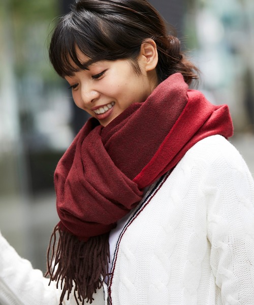 SMILE ORCHID(スマイルオーキッド)の「大判リバーシブルカシミアストール(ストール/ショール・レディース・ベージュ/グレー/ダークグレー/ワインレッド・FREE)」の14枚目の写真