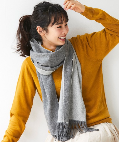 SMILE ORCHID(スマイルオーキッド)の「大判リバーシブルカシミアストール(ストール/ショール・レディース・ベージュ/グレー/ダークグレー/ワインレッド・FREE)」の10枚目の写真