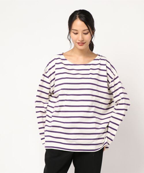 KOBE LETTUCE(コウベレタス)の「コットン100%ゆったりボーダーチュニックカットソーロンT(Tシャツ/カットソー・レディース・ホワイト系その他5/グレー系その他2/ブラウン系その他2/ホワイト系その他2/ホワイト系その他3/ホワイト系その他4/ホワイト×ネイビー/ホワイト×パープル/グレイッシュベージュ/ブラック系その他/グレー系その他/ブラウン系その他/ホワイト×ブラック/ブラック×ホワイト/ホワイト系その他/その他/マスタード/その他1/ブラック/アイボリー/ベージュ系その他4/ブルー系その他/グレー系その他4/ベージュ系その他2/グリーン系その他2/ブルー系その他2/グレー系その他3/ベージュ系その他5/ベージュ系その他3/コーラル/グリーン系その他/ミント/ダークグリーン/オリーブ/ブルー系その他3/ブラウン系その他4/ブラウン系その他3/ブルー系その他4/ピンク系その他/オフホワイト/グリーン系その他4/グリーン系その他3/ピンク系その他2/ベージュ系その他7/ベージュ系その他6/ネイビー系/ネイビー系1/グリーン系その他5/グリーン系その他6/ブラック系その他3/ブラック系その他4/グレー系その他5/ブラウン系その他6/グレー×ホワイト/ブラウン系その他5・M/L)」の7枚目の写真