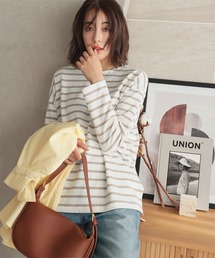 KOBE LETTUCE | ［ノーマル/パネル］ボーダー柄・無地シンプルカットソーチュニック　オーバーサイズTシャツ(Tシャツ/カットソー)