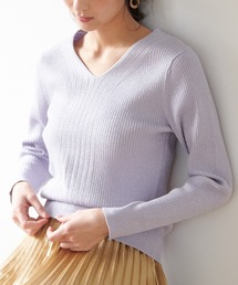 【WEB限定36サイズ】切り替えリブVネックプルオーバー