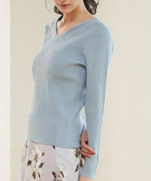 ROPE' PICNIC（ロペピクニック）の「【WEB限定36サイズ】切り替えリブVネックプルオーバー（ニット/セーター・レディース・ブラック/ラベンダー/グリーン系その他/ベージュ系その他2・40/38/36）」の3枚目の写真