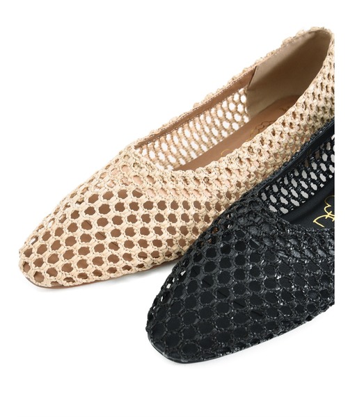 POU DOU DOU（プードゥドゥ）の「メッシュ編みフラットシューズ（パンプス・レディース・ブラック/ベージュ・4/3）」の11枚目の写真
