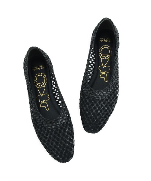 POU DOU DOU（プードゥドゥ）の「メッシュ編みフラットシューズ（パンプス・レディース・ブラック/ベージュ・4/3）」の13枚目の写真