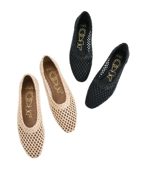 POU DOU DOU（プードゥドゥ）の「メッシュ編みフラットシューズ（パンプス・レディース・ブラック/ベージュ・4/3）」の14枚目の写真