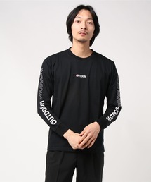 胸ワンポイントブランドロゴ 袖プリント　スリーブプリント ユニセックスデザイン ロングＴシャツカットソー