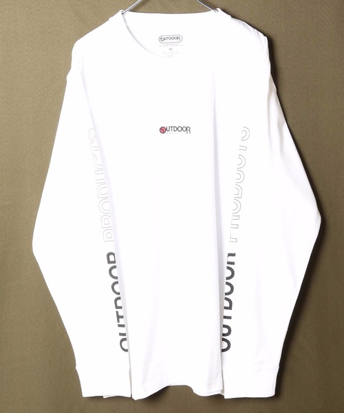 OUTDOOR PRODUCTS APPAREL(アウトドアプロダクツアパレル)の「胸ワンポイントブランドロゴ 袖プリント スリーブプリント ユニセックスデザイン ロングTシャツカットソー(Tシャツ/カットソー・メンズ・ブラック/ベージュ/ホワイト/パープル・LARGE/SMALL/X-LARGE/MEDIUM)」の16枚目の写真