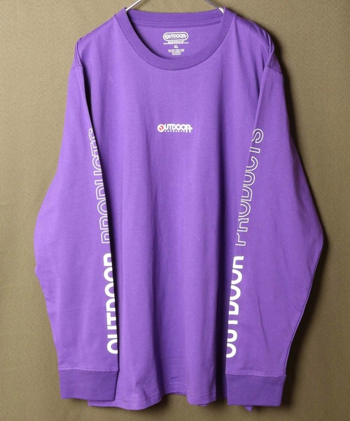 OUTDOOR PRODUCTS APPAREL(アウトドアプロダクツアパレル)の「胸ワンポイントブランドロゴ 袖プリント スリーブプリント ユニセックスデザイン ロングTシャツカットソー(Tシャツ/カットソー・メンズ・ブラック/ベージュ/ホワイト/パープル・LARGE/SMALL/X-LARGE/MEDIUM)」の8枚目の写真