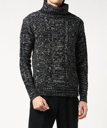 【TONE MEN'S】ケーブルタートルニット(BL)