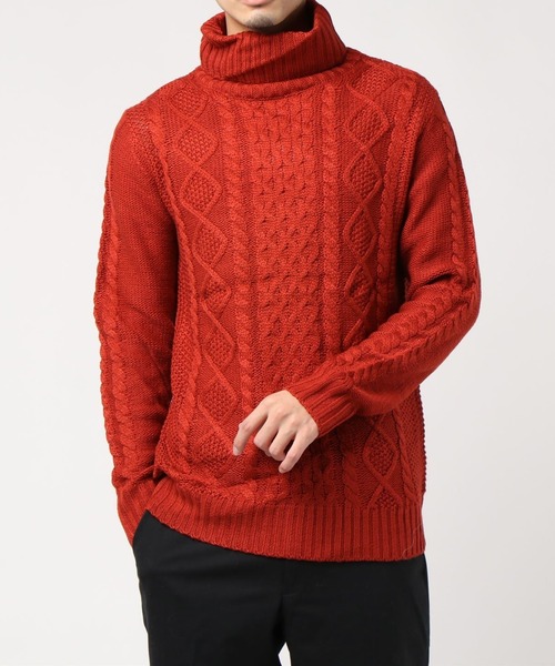TONE SELECT WEAR(トーンセレクトウェア)の「【TONE MEN'S】ケーブルタートルニット(BL)(ニット/セーター・メンズ・ブラック系その他/グレー系その他/ワイン/ブラウン/ブルー系その他/ブラック/ホワイト系その他/パープル系その他/ブラック系その他2/ベージュ系その他/レッド/アイボリー/ネイビー/キャメル/グレー系その他2・LARGE/MEDIUM/X-LARGE)」の14枚目の写真