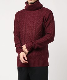 【TONE MEN'S】ケーブルタートルニット(BL)