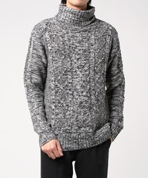 【TONE MEN'S】ケーブルタートルニット(BL)