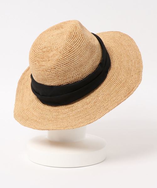 CONTROL FREAK(コントロールフリーク)の「CONTROL FREAK(コントロールフリーク)リボンラフィアつば広ハット(ハット・レディース・ブラック/グレー・FREE)」の3枚目の写真