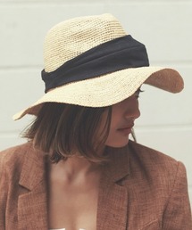 CONTROL FREAK（コントロールフリーク）リボンラフィアつば広ハット