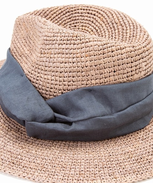 CONTROL FREAK(コントロールフリーク)の「CONTROL FREAK(コントロールフリーク)リボンラフィアつば広ハット(ハット・レディース・ブラック/グレー・FREE)」の8枚目の写真