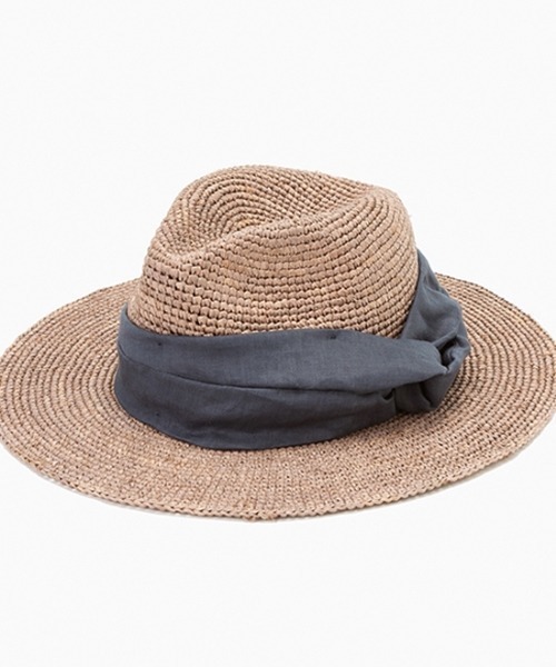 CONTROL FREAK(コントロールフリーク)の「CONTROL FREAK(コントロールフリーク)リボンラフィアつば広ハット(ハット・レディース・ブラック/グレー・FREE)」の4枚目の写真