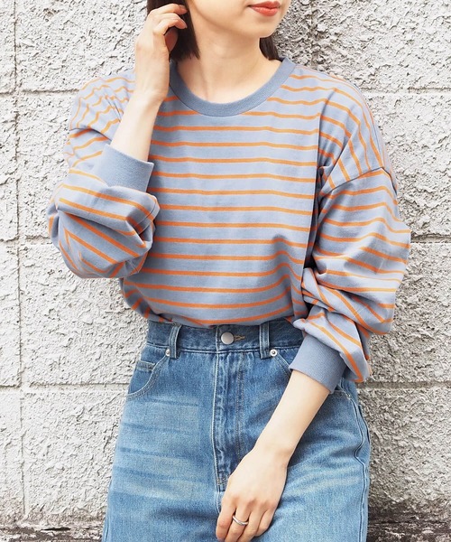 tiptop（ティップトップ）の「綿100％スリットBIGロンT（Tシャツ/カットソー・レディース・オフホワイト/スミクロ/ライトベージュ/パープル/A/ダークグリーン/グリーン/ブルー/ダークブルー/C/E/D/B/F/G・FREE）」の14枚目の写真