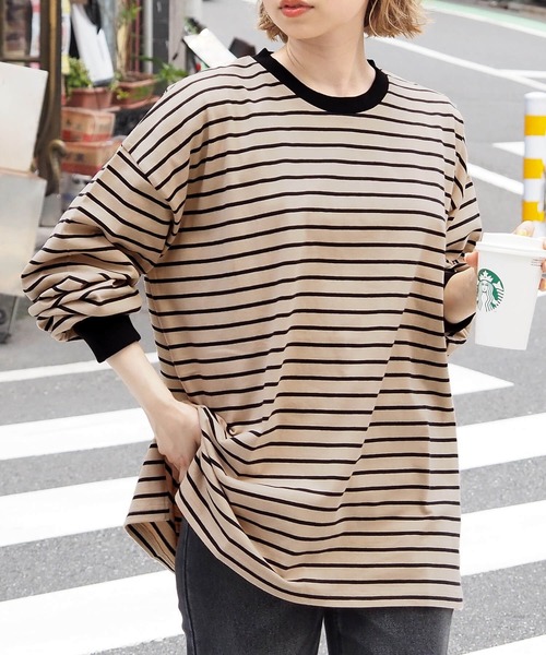 tiptop（ティップトップ）の「綿100％スリットBIGロンT（Tシャツ/カットソー・レディース・オフホワイト/スミクロ/ライトベージュ/パープル/A/ダークグリーン/グリーン/ブルー/ダークブルー/C/E/D/B/F/G・FREE）」の15枚目の写真