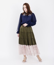axes femme | 裾レースティアードスカート(スカート)