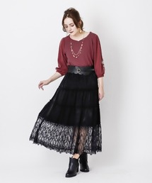 axes femme | 裾レースティアードスカート(スカート)