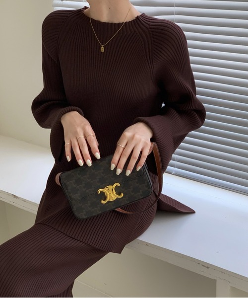 emi+（エミプラス）の「クルーネックリブニットセットアップ（ニット/セーター・レディース・ベージュ/ブラウン/ブルー/ブラック/ボルドー/チャコールグレー/カーキ/ライトグレー・FREE）」の13枚目の写真