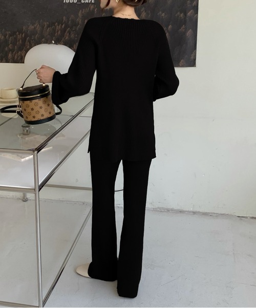 emi+（エミプラス）の「クルーネックリブニットセットアップ（ニット/セーター・レディース・ベージュ/ブラウン/ブルー/ブラック/ボルドー/チャコールグレー/カーキ/ライトグレー・FREE）」の20枚目の写真