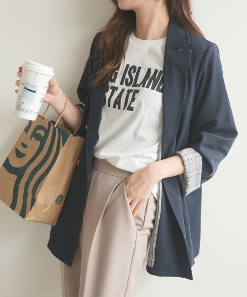 Futier land（フューティアランド）の「BIGダブルテーラードジャケット（テーラードジャケット・レディース・ブラック/ベージュ/ネイビー/ライトピンク/キャメル/ブラック系その他/ブルー系その他/ベージュ系その他・MEDIUM/LARGE）」の6枚目の写真